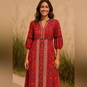 BOTEH Bohemian Floral Long Sleeve Dress